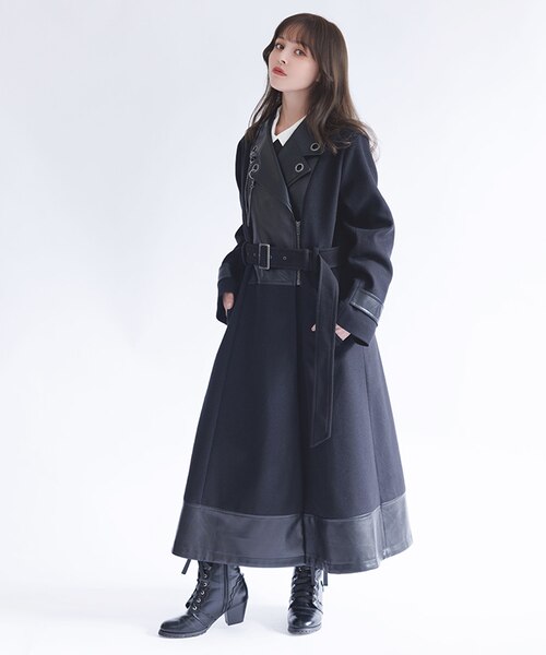 チェーン付異素材切替コート｜アクシーズファムの通販｜&mall（アンド