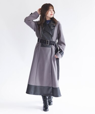 チェーン付異素材切替コート