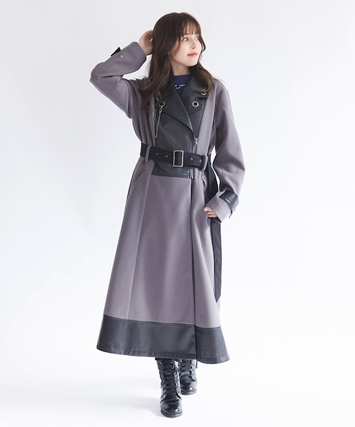 チェーン付異素材切替コート