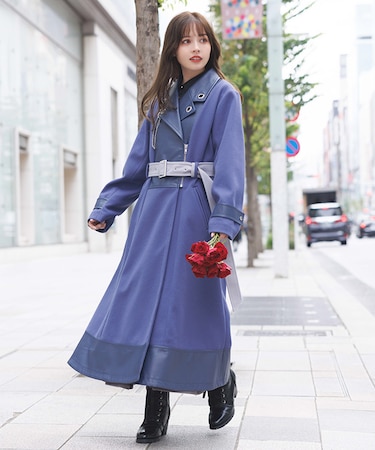 チェーン付異素材切替コート