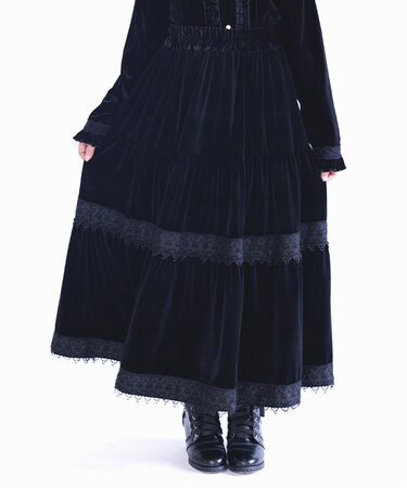ベロアティアードロングスカート