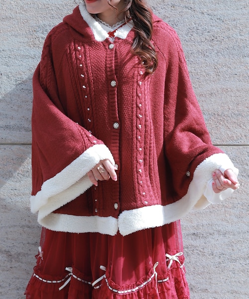 パール裏ボアニットポンチョ｜アクシーズファムの通販｜&mall（アンド