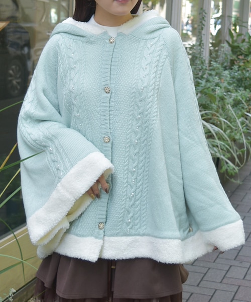 パール裏ボアニットポンチョ｜アクシーズファムの通販｜&mall（アンド