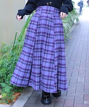起毛チェック柄ロングスカート