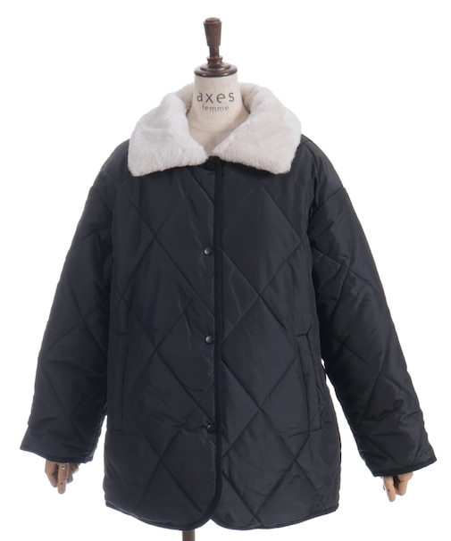 襟ファーキルトジャケット