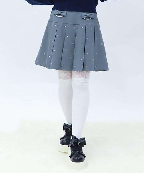 ストーン付きプリーツスカパン