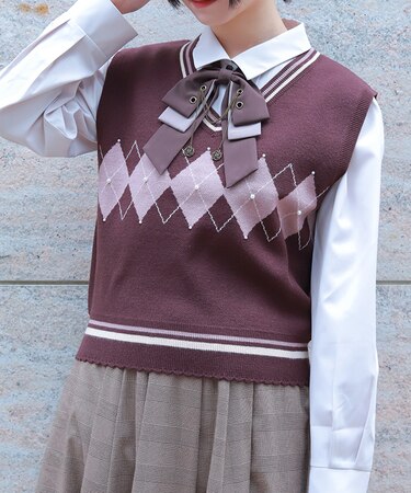 パール付アーガイルベスト