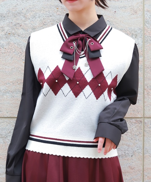 パール付アーガイルベスト