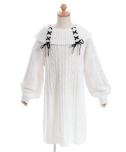 Ｗリボンニットチュニックワンピース