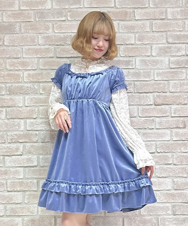 トロワリボンベロアワンピース