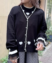 ハートジャカードニットカーディガン