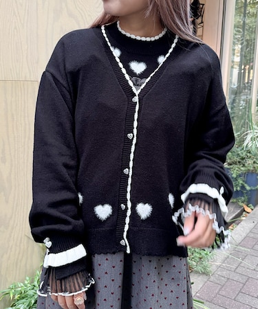 ハートジャカードニットカーディガン