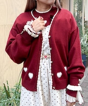 ハートジャカードニットカーディガン
