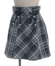 Ｗリボン起毛チェックミニスカート