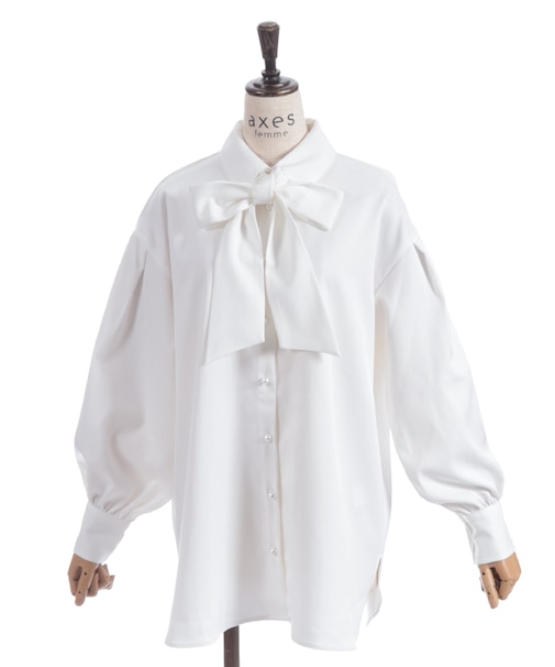 ボリューム袖リボンシャツ