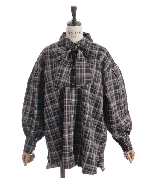 ボリューム袖リボンシャツ