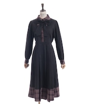 バイカラーチェックワンピース