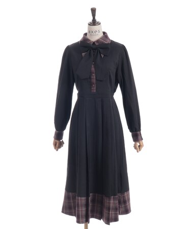 バイカラーチェックワンピース