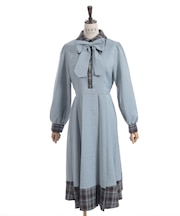 バイカラーチェックワンピース