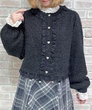 ラメシャギーフリルニットカーディガン