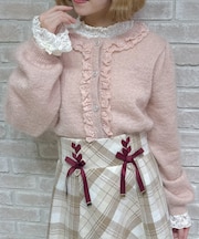 ラメシャギーフリルニットカーディガン