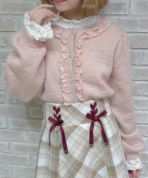 ラメシャギーフリルニットカーディガン