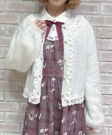 ラメシャギーフリルニットカーディガン