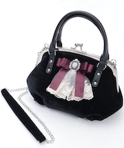 カメオ付リボンベロアバッグ