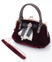 カメオ付リボンベロアバッグ