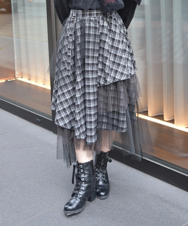 異素材イレヘムボリュームスカート