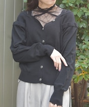 オフショル風ニットカーディガン