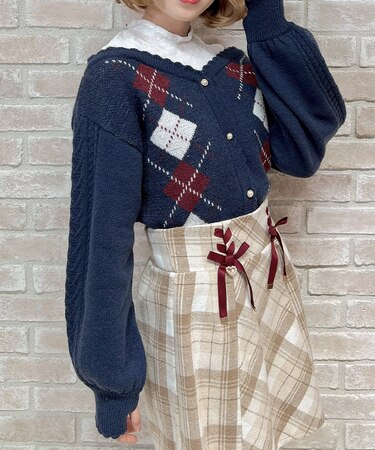 レイヤード風アーガイルニット