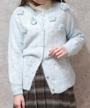 モチーフ付ニットカーデ