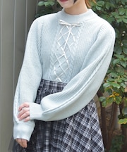 リボン×ケーブルニットPO