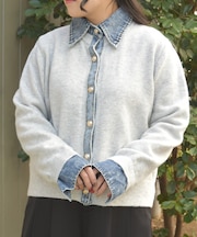 デニム切替ニット