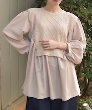 布帛切替ニットチュニ