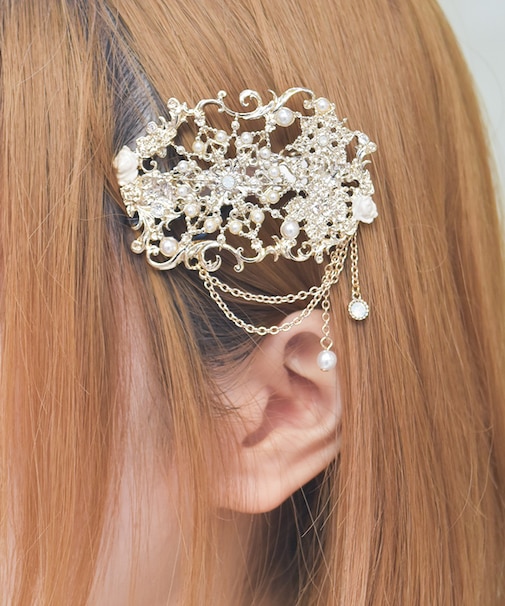 雪薔薇モチーフヘアクリップ