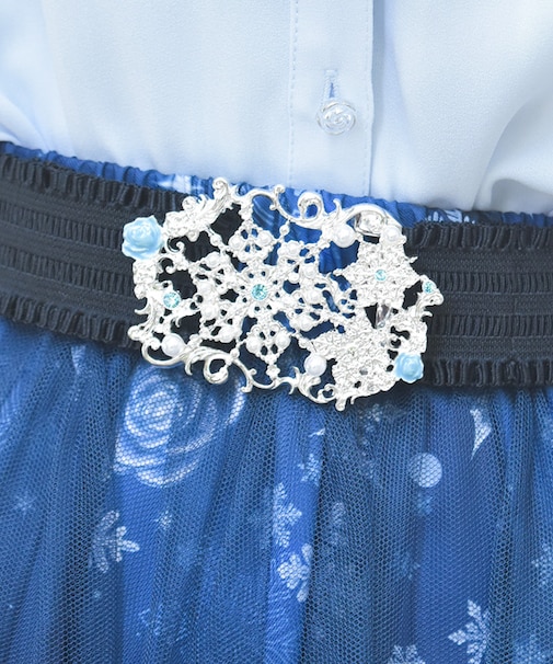 雪薔薇モチーフゴムベルト