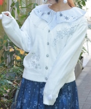 スノー・ローズ刺繍カーデ