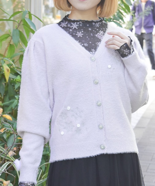 スノー・ローズ刺繍カーデ