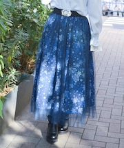 スノー・ローズ柄スカート