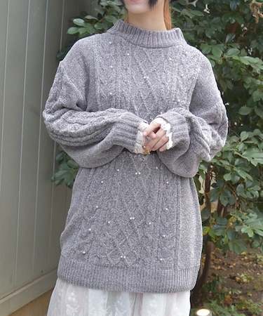 ラメ×ベロアモールチュニック