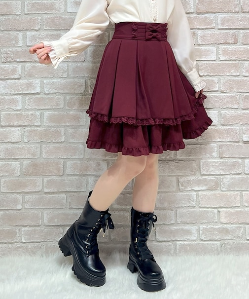 バックレースアップミドルスカート