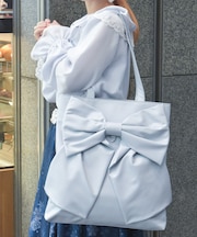 タテ型ビッグリボン合皮トート