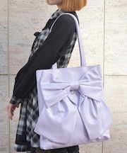 タテ型ビッグリボン合皮トート