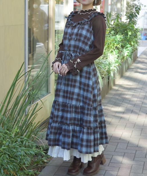 コットンレースチェックジャンスカ