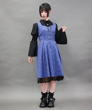 バックフリルジャカードワンピース