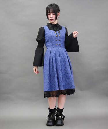 バックフリルジャカードワンピース