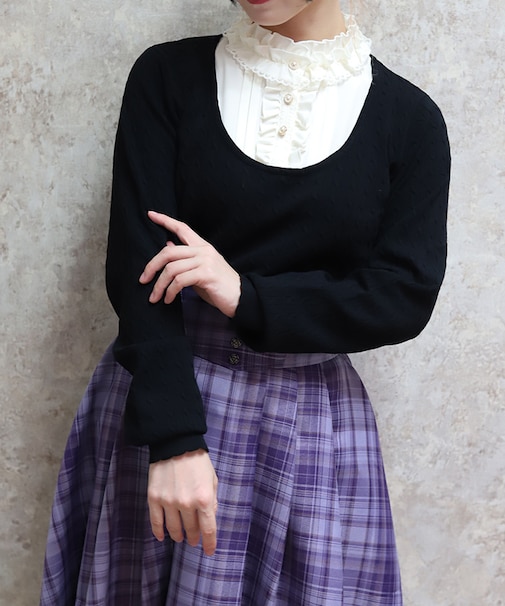 ブロッキングニットプルオーバー