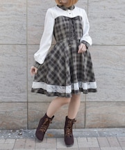ビスチェ切替チェック柄ワンピース